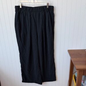 Free People Black Wide-Leg Elastic-Waist Trousers